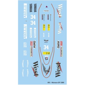 Mitoos Zakspeed 891 Monaco GP No.34 Decals