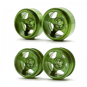 Staffs Aluminium Wheels 5-Spoke Deep Dish Green Front & Rear 15.8mm