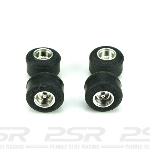 Scalextric Plastic Wheels Wide & Large Tyres Chrome x4