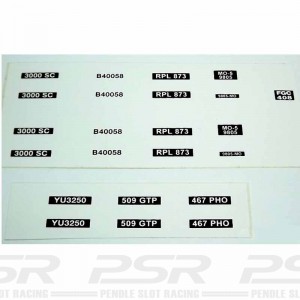 RUSC Vintage Scalextric Number Plate Decals