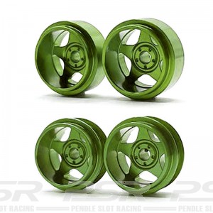 Staffs Aluminium Wheels 5-Spoke Deep Dish Green Front & Rear 15.8mm