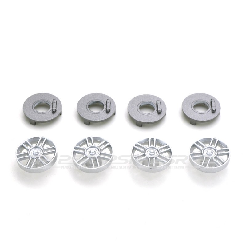 MR Slotcar Wheel Inserts/Brake Discs XJ220 12-Spoke Silver for 16.5mm ...